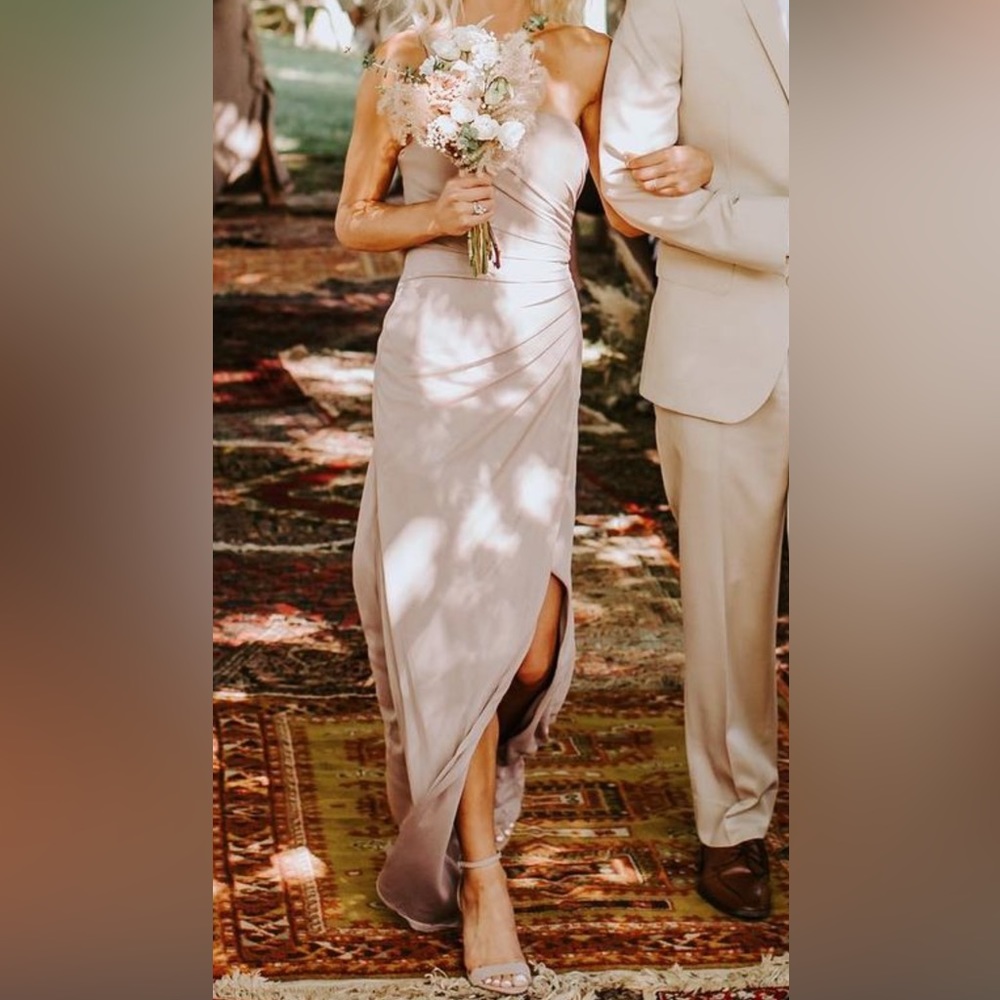 One shoulder slit bridesmaid dress